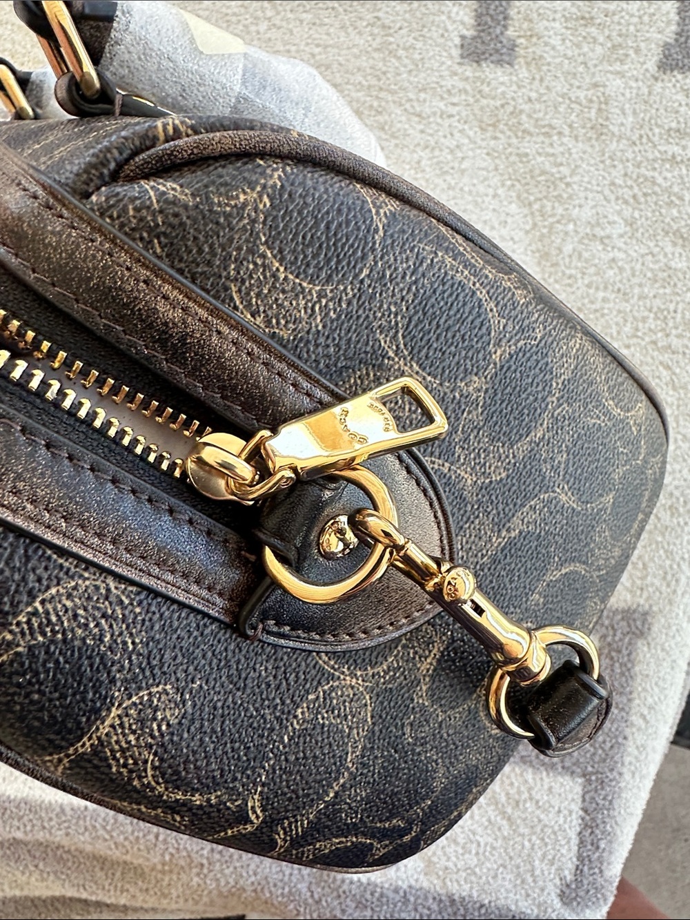 Coach Brown Logo Barrel Satchel with Gold Hardware - Picture 9 of 9